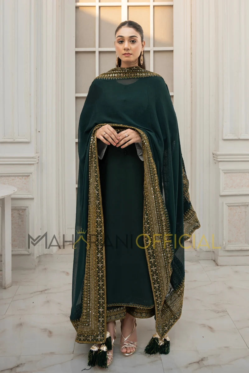 Green Mystique – Luxury Embroidered Suit for Women