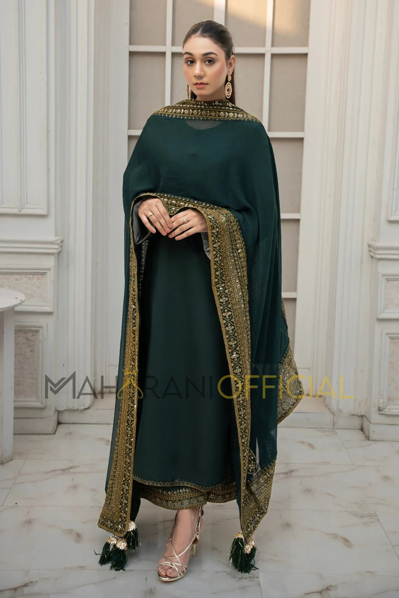 Green Mystique – Luxury Embroidered Suit for Women