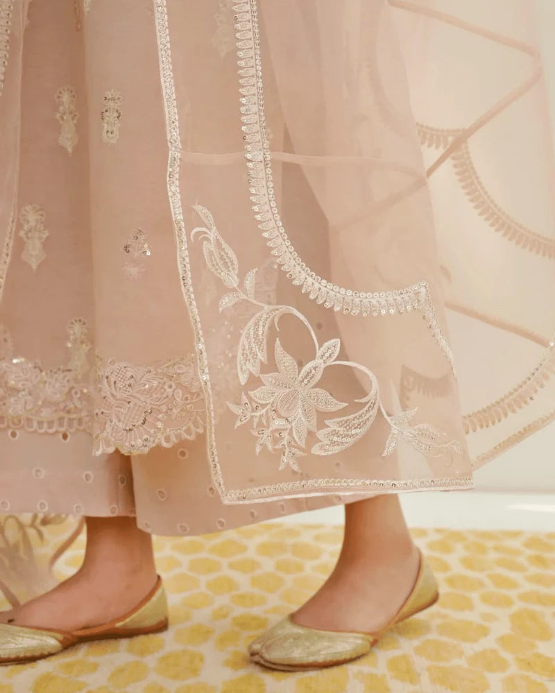 Dusty Pink Lawn Suit | Floral 3 Piece Formal Wear