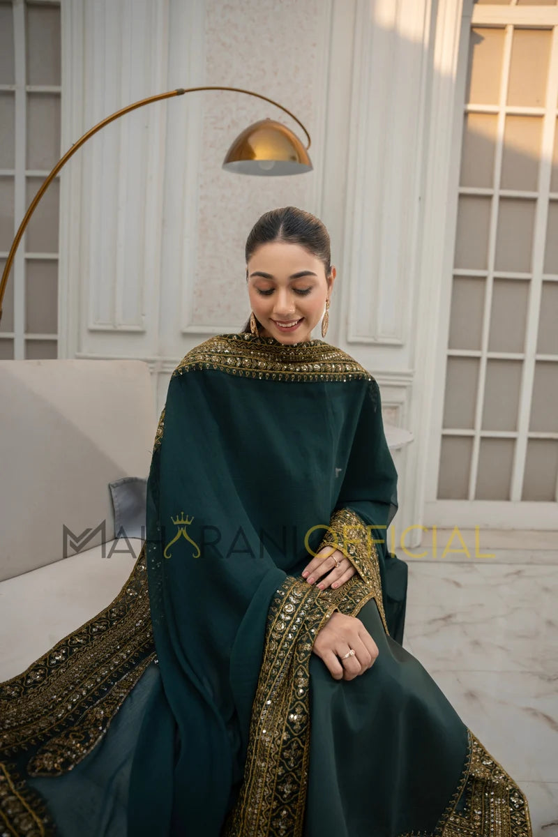 Green Mystique – Luxury Embroidered Suit for Women