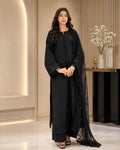 Shab-e-Noor - Black 3 Piece Stitched Suit with black Sequence Work | Luxury Pret