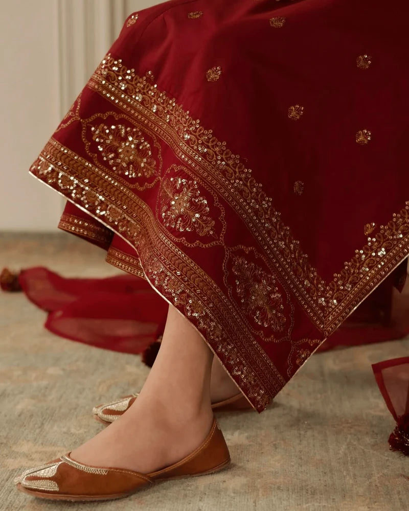 Royal Red Maroon Attire – Luxury 3-Piece Suit for Women