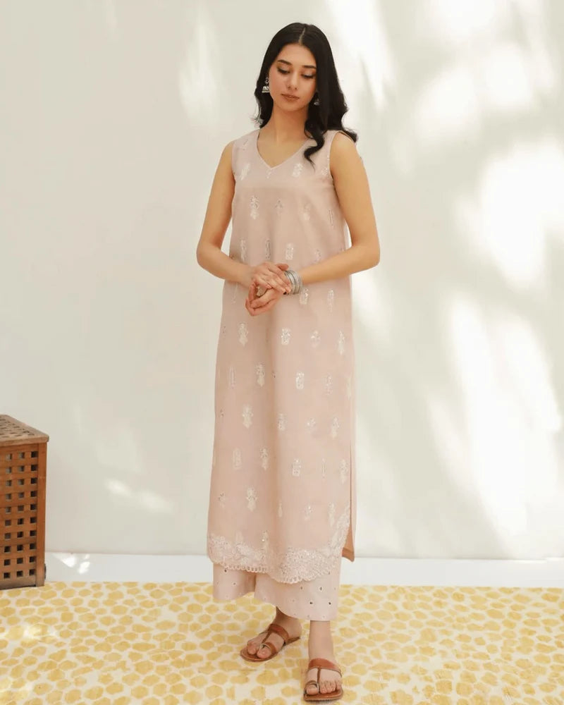 Dusty Pink Lawn Suit | Floral 3 Piece Formal Wear