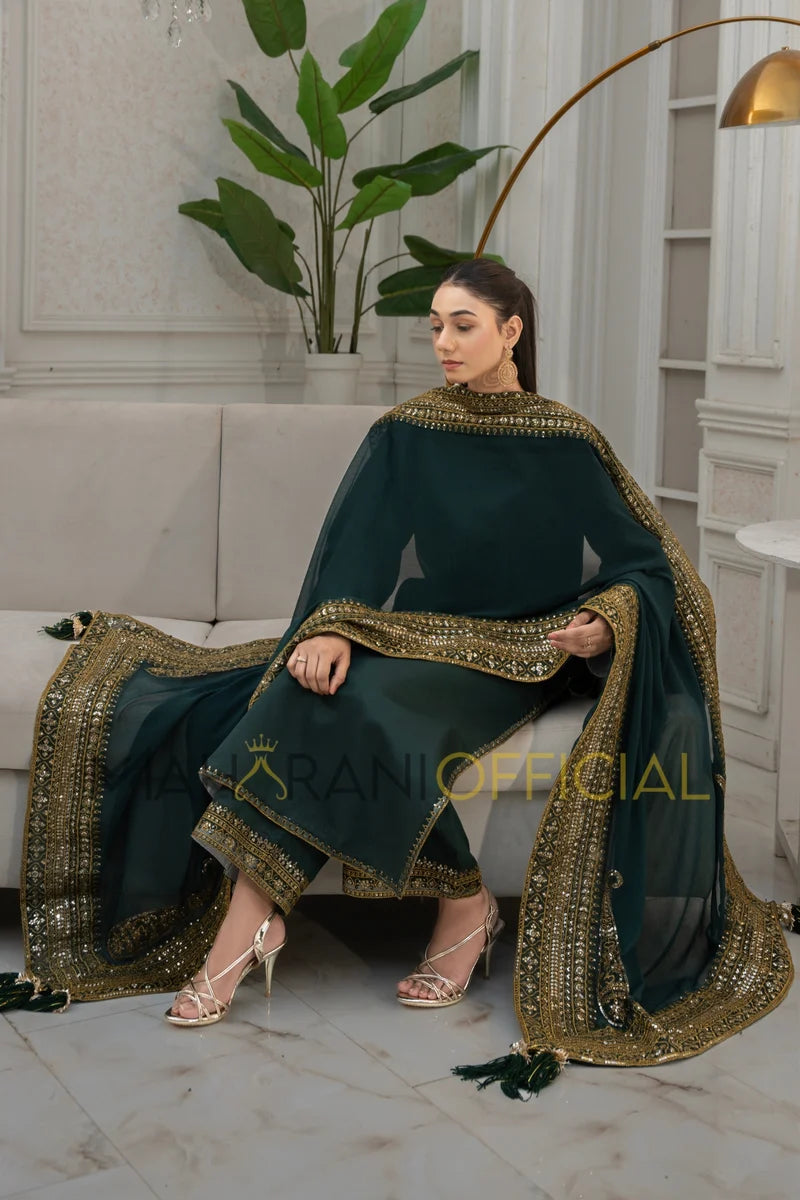 Green Mystique – Luxury Embroidered Suit for Women