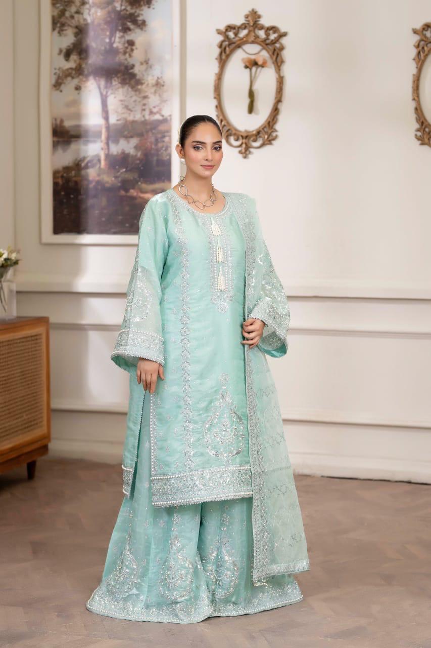 #PL005 Ice blue Shisha silk 3 piece