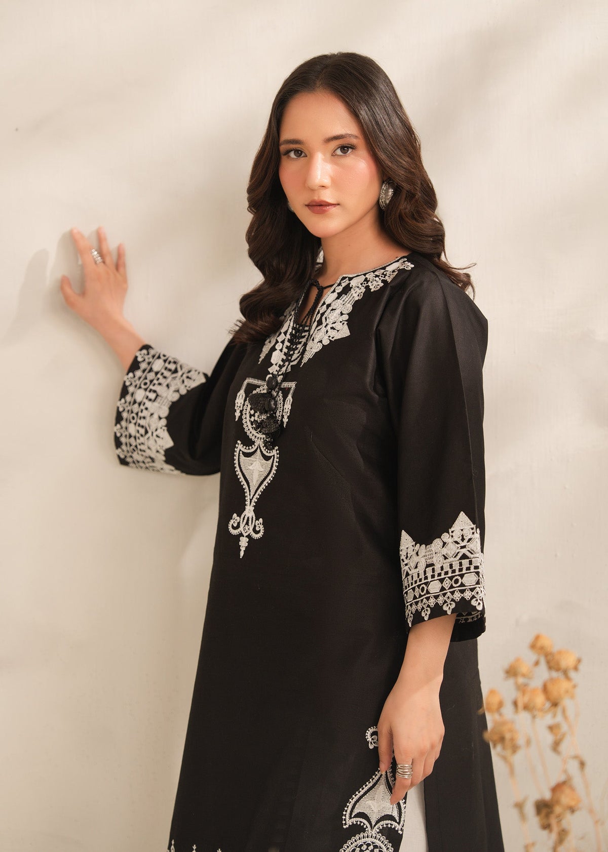 Aiza | Black Embroidered Lawn 2PC Kurta Set