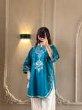 Zirwa 2PC | Pine Green Embroidered Lawn Kurta with Farshi Shalwar