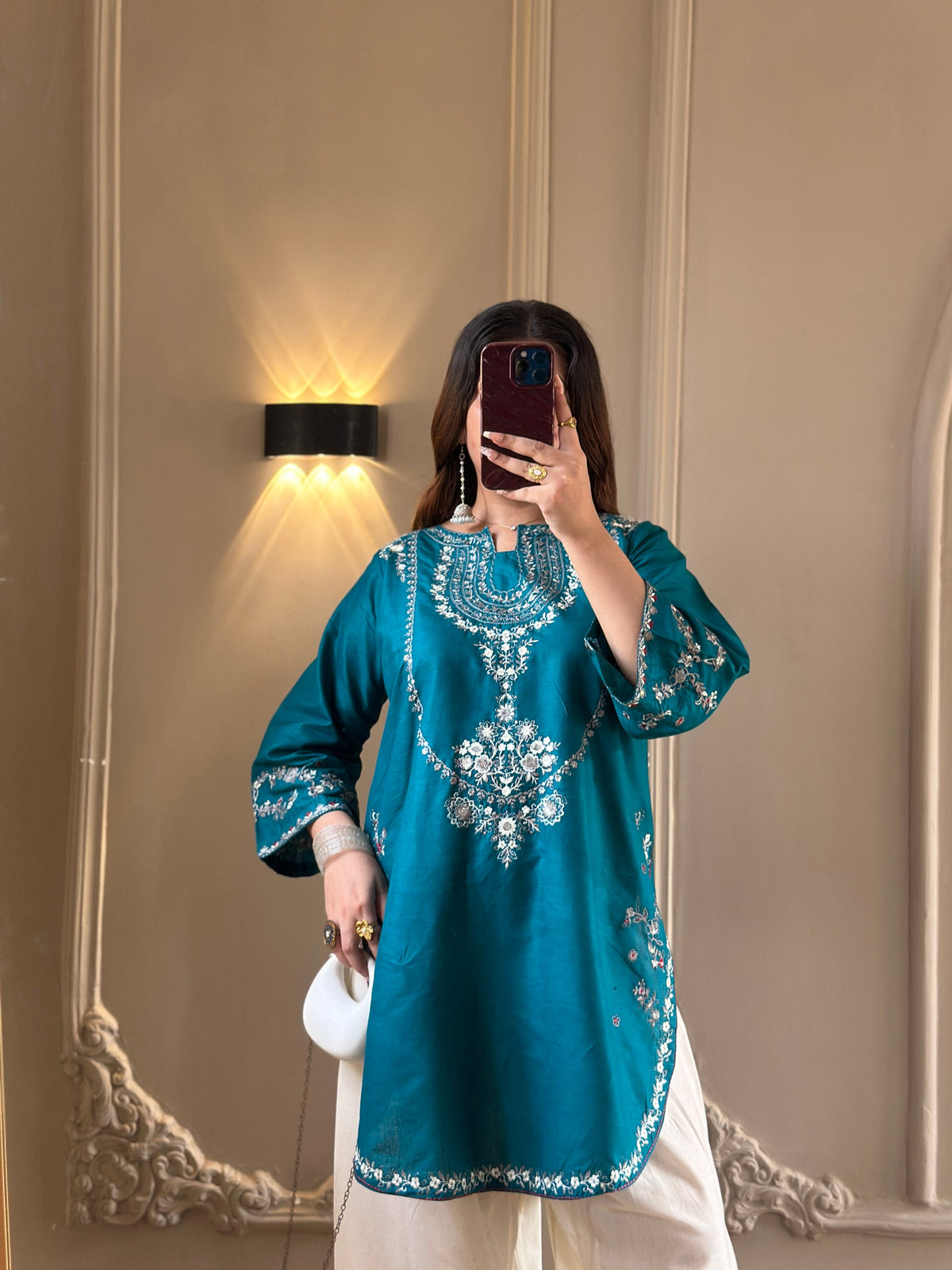 Zirwa 2PC | Pine Green Embroidered Lawn Kurta with Farshi Shalwar