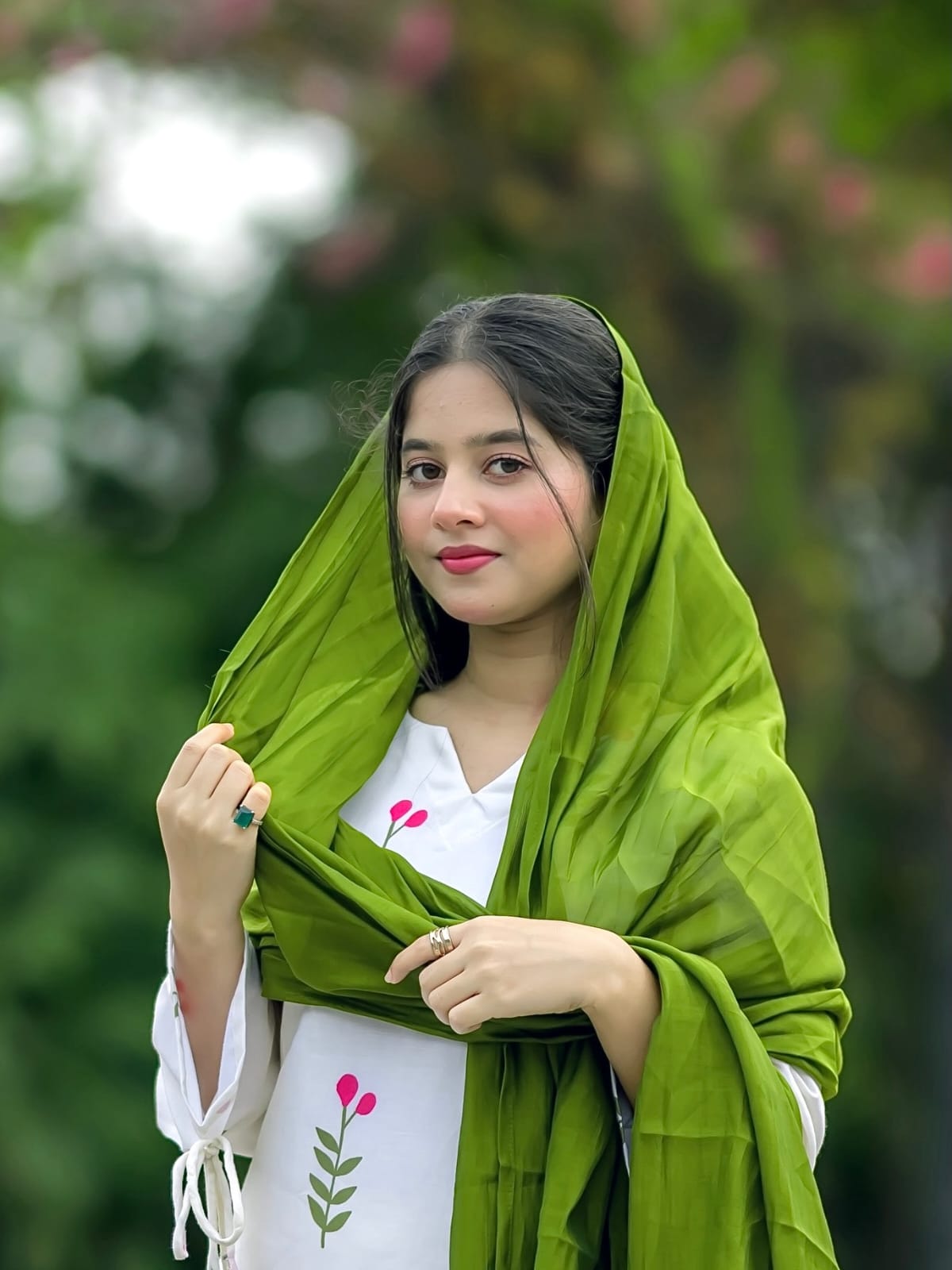 Aroosh 3PC | Yellow Green Embroidered Lawn Kurta with Farshi Shalwar & Chiffon Dupatta