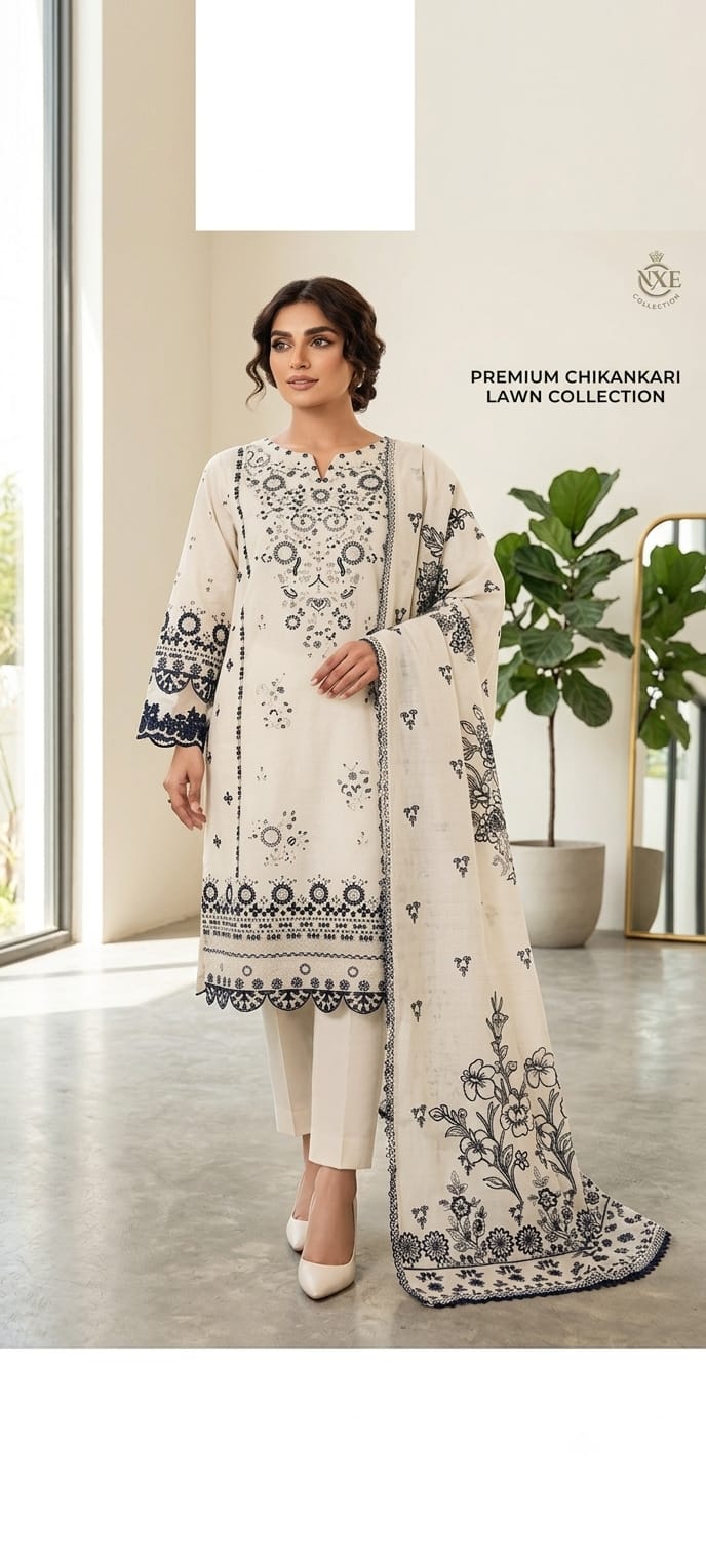 #CL001 Cream Lawn 3 piece