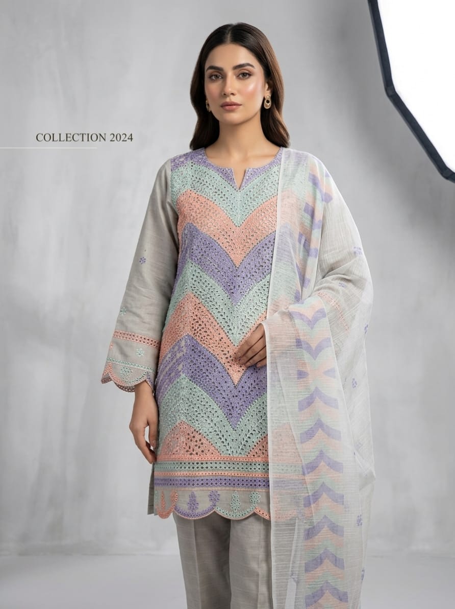 #MS012 Multi shade Zigzag Cotton