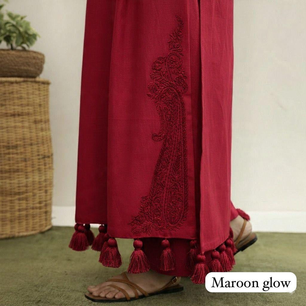MLP093 – Printed Lawn 3-Piece Suit with Tassel Accents