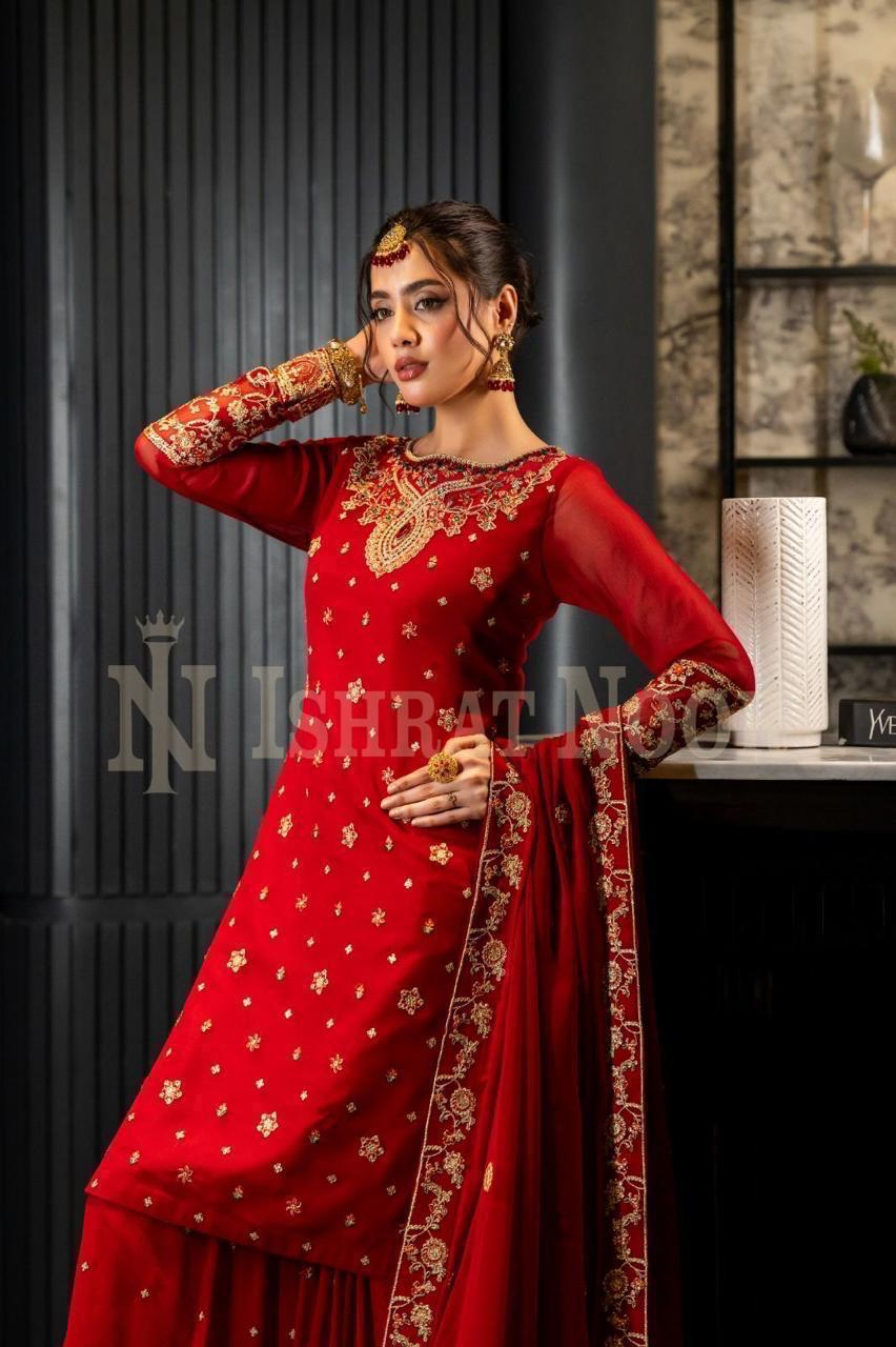 #RS015 Red Shiffon 3piece